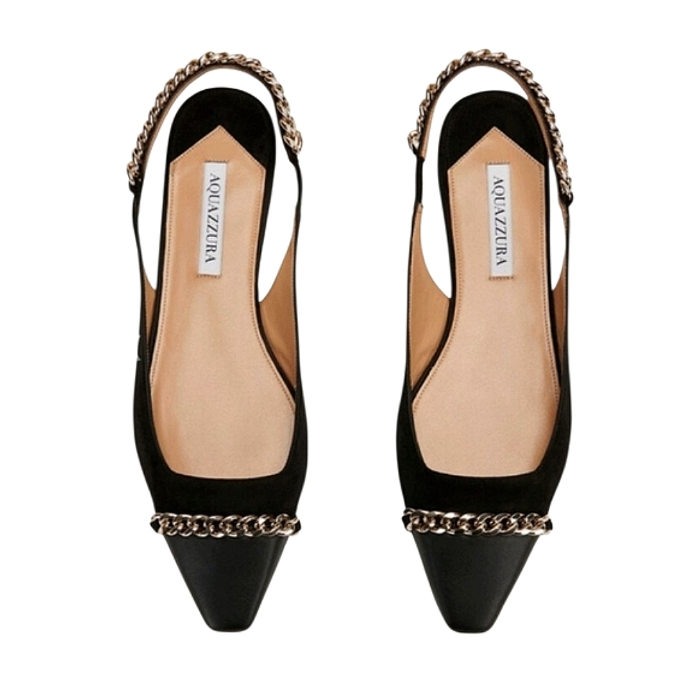 AQUAZZURA NIKKI‎ BALLET SLINGBACK FLATS 37.5